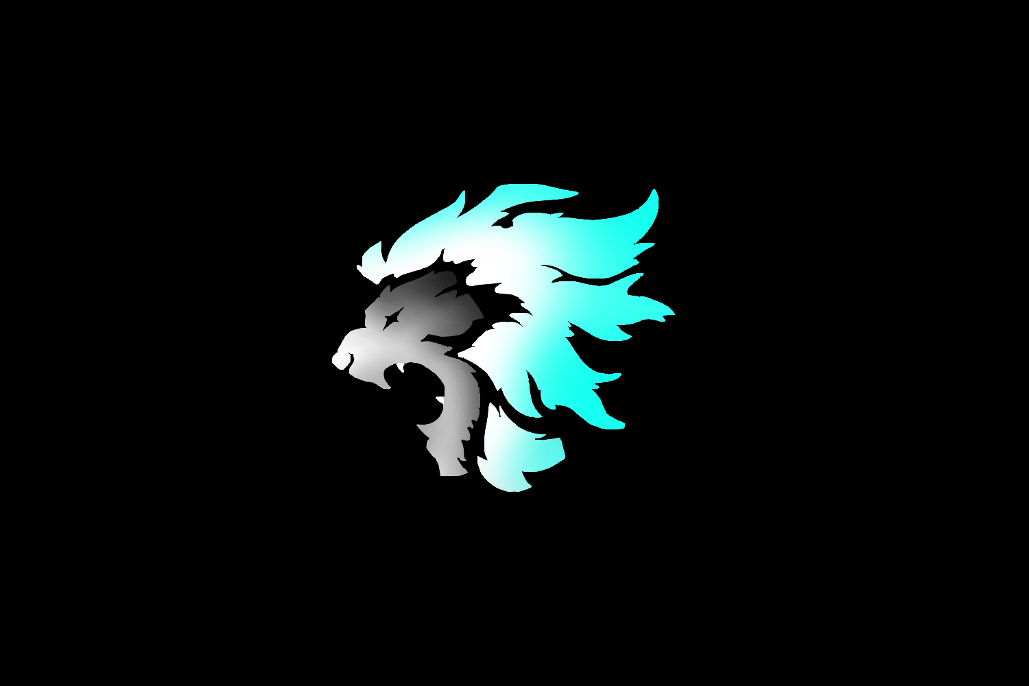 Cyan Neon Lion Logo Dark Wallpaper HD in high resolution 4k. Features: animal.