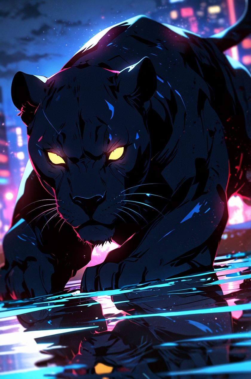 Dark Neon Panther Wallpaper 4K  in high resolution 4k. Features: animal.