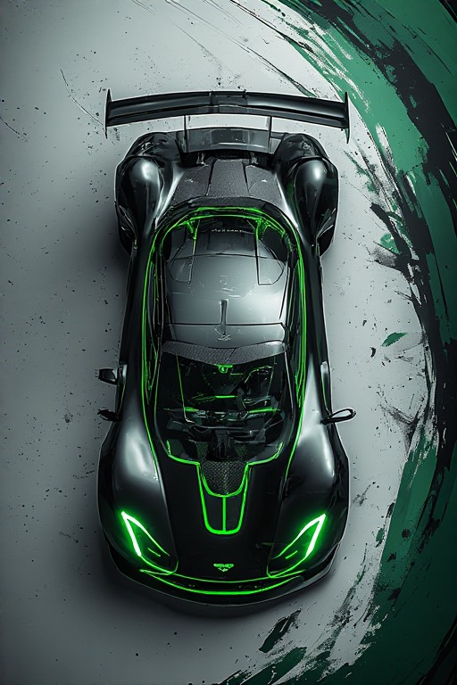 Neon Green Glowing Black Supercar Wallpaper in high resolution 4k. Features: .