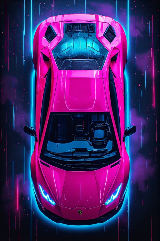 Cyberpunk Neon Pink Lamborghini Phone Wallpaper in high resolution 4k. Features: car.