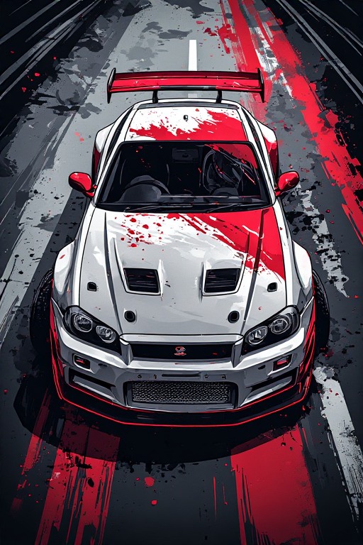 Nissan Skyline GTR R34 JDM Drift Vector Art Wallpaper in high resolution 4k. Features: car.