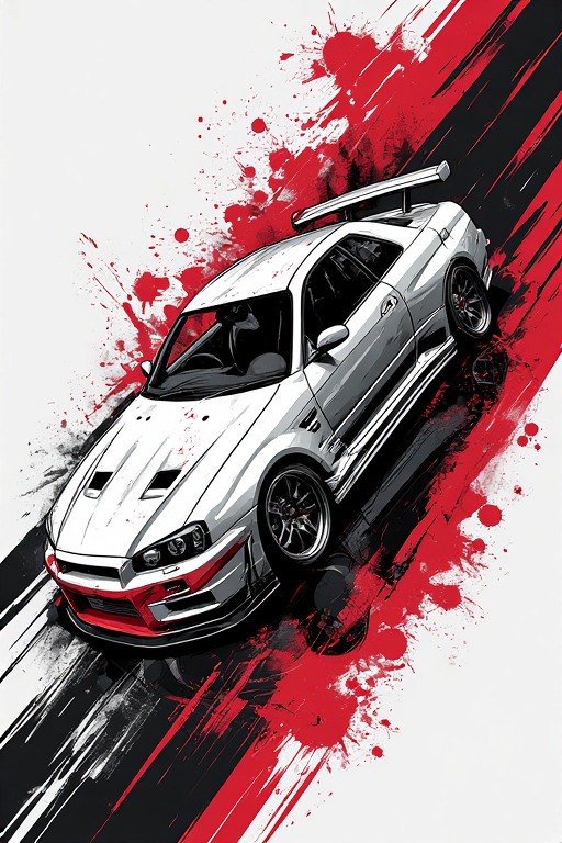 Nissan Skyline GTR R34 JDM Drift Vector Art Wallpaper in high resolution 4k. Features: .