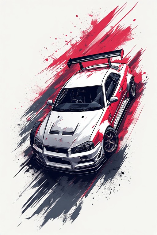 Dark Aesthetic JDM Skyline R34 Phone Wallpaper in high resolution 4k. Features: .