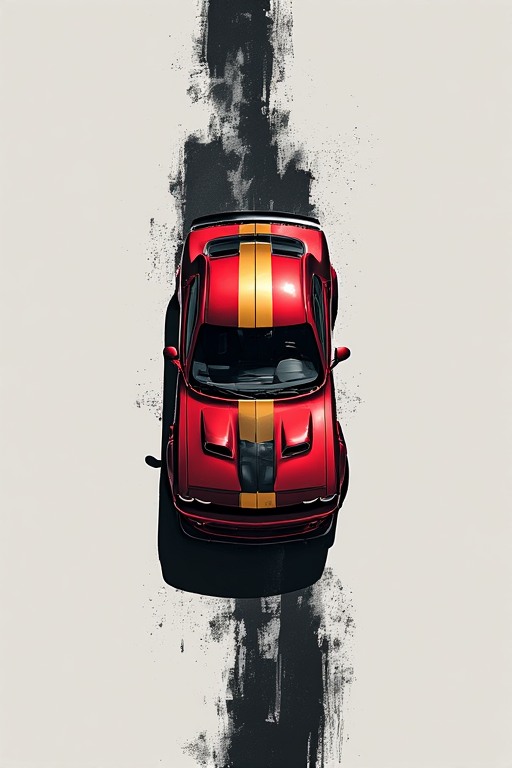 Red & Gold Dodge Challenger Mobile Wallpaper in high resolution 4k. Features: car.