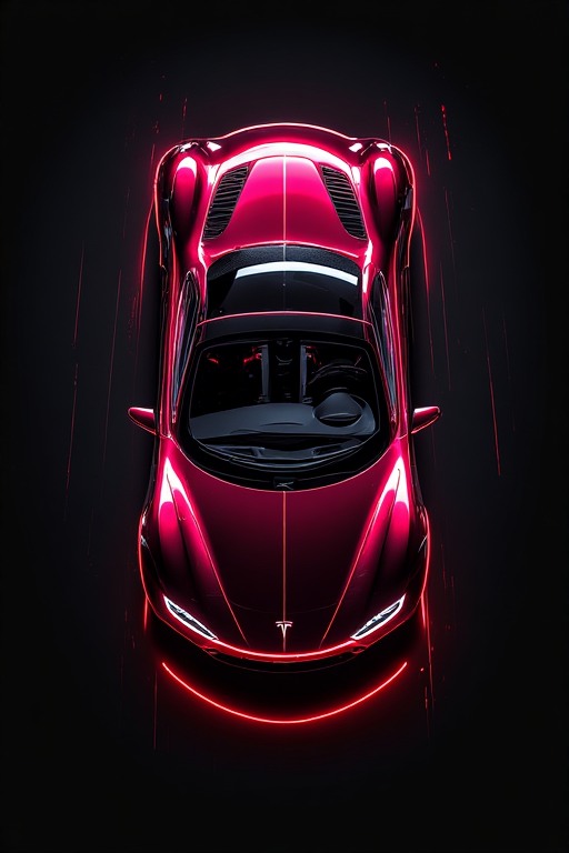 Futuristic Red Tesla Electric Supercar Wallpaper HD in high resolution 4k. Features: car.