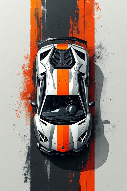 Lamborghini Aventador Orange Racing Stripe Wallpaper in high resolution 4k. Features: car.