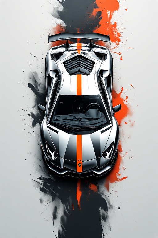 Fire Orange Paint Splatter Lamborghini Phone Wallpaper in high resolution 4k. Features: car.