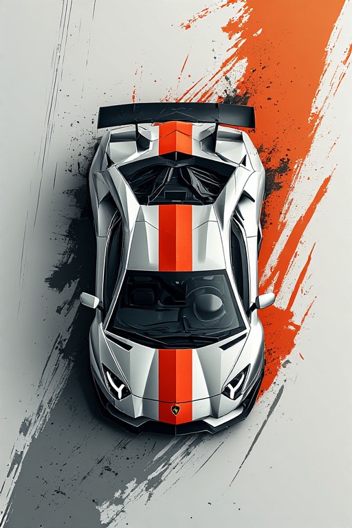Lamborghini Aventador SVJ Orange Stripe Wallpaper 4K in high resolution 4k. Features: car.