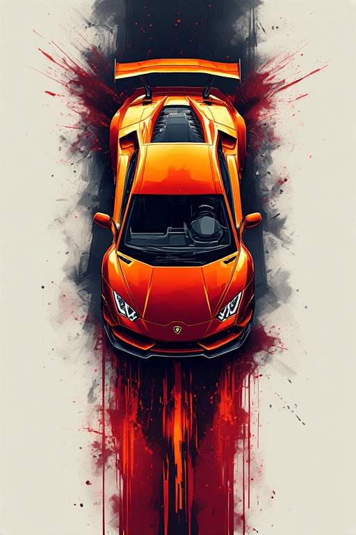 Fire Orange Lamborghini Abstract Art Background in high resolution 4k. Features: car.