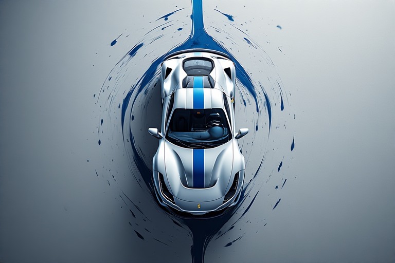 Ferrari Sports Car Blue Paint Splash Wallpaper 4K in high resolution 4k. Features: car.
