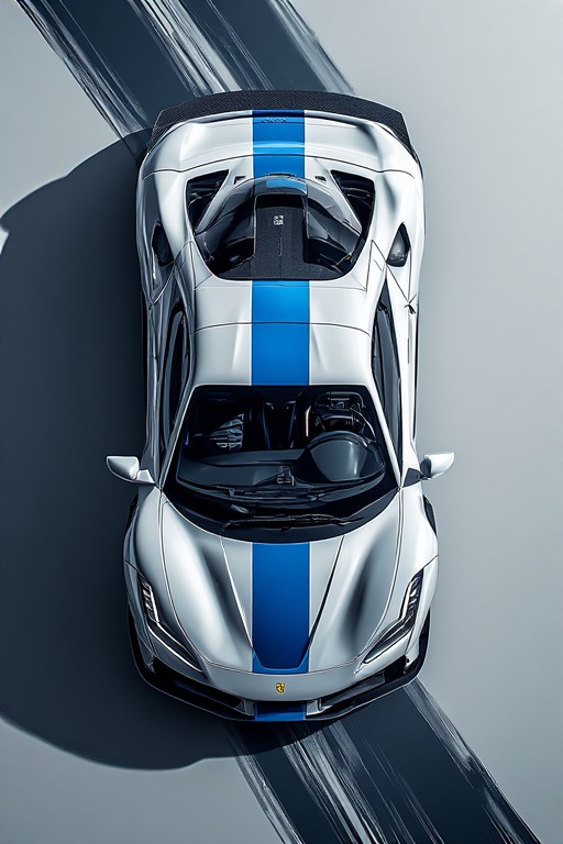 White Ferrari Supercar Top View Wallpaper HD in high resolution 4k. Features: car.