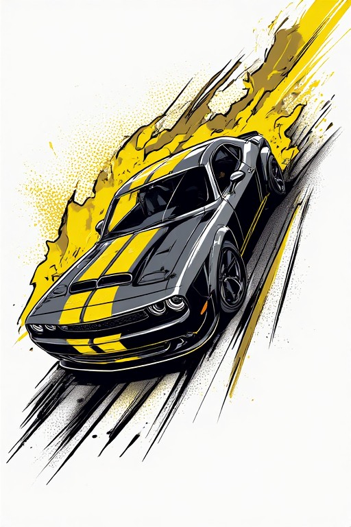 Aggressive Muscle Car Vector Art Wallpaper 4K in high resolution 4k. Features: car.