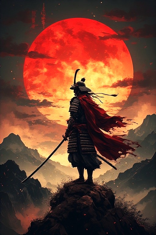 Samurai Blood Moon Wallpaper  in high resolution 4k. Features: samurai.