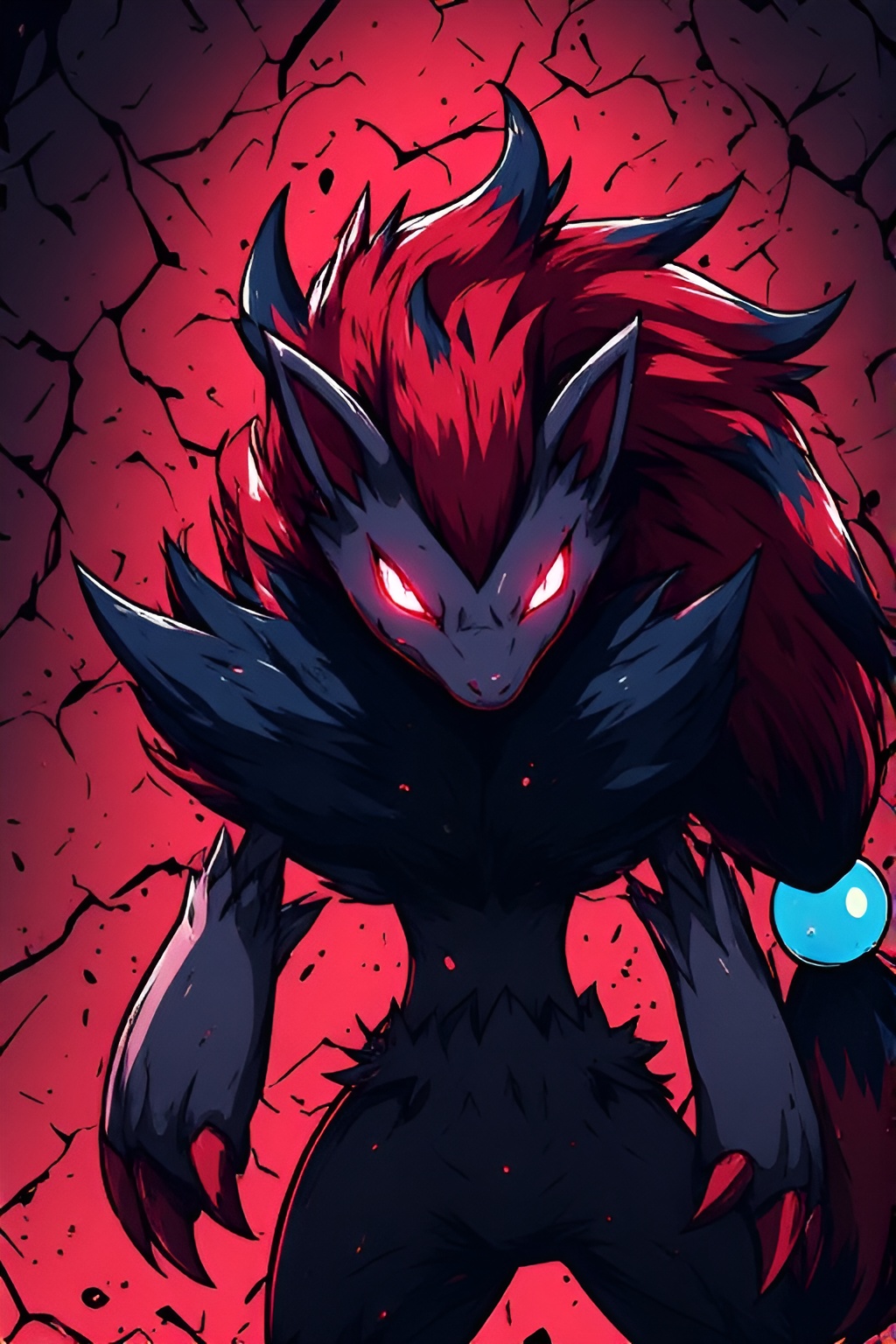 Zoroark Dark Crimson Aura 4K Wallpaper in high resolution 4k. Features: pokemon.