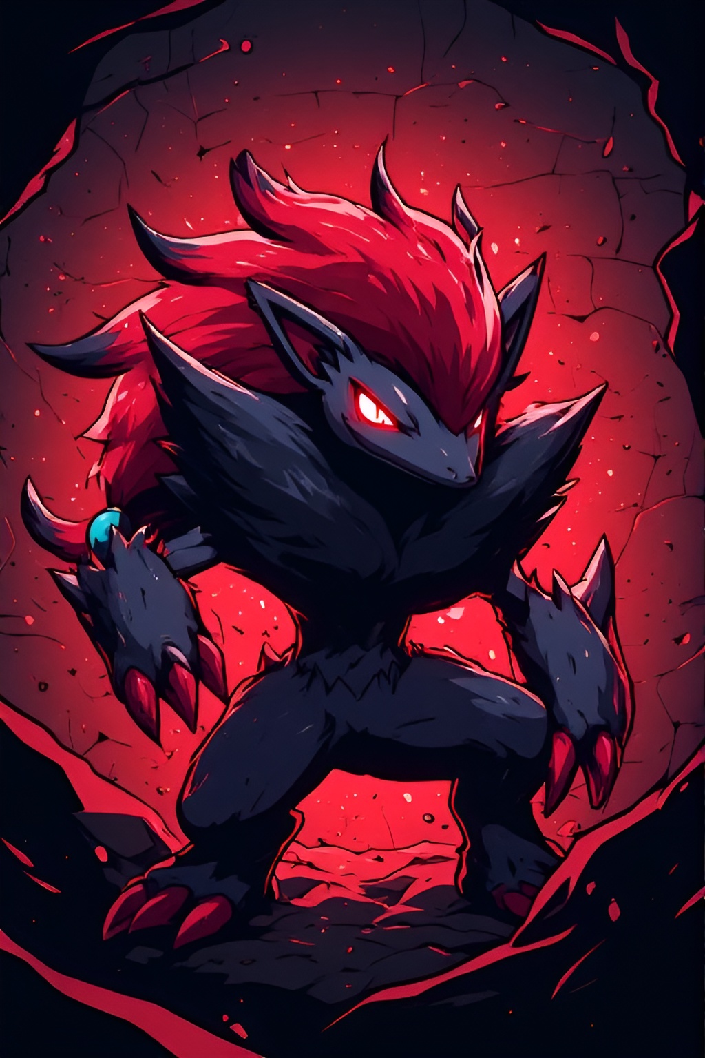 Fierce Zoroark 4K Phone Wallpaper | Dark Pokémon Aesthetic Background